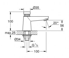 GRIFO TEMPORIZADO LAVABO EUROECO GROHE